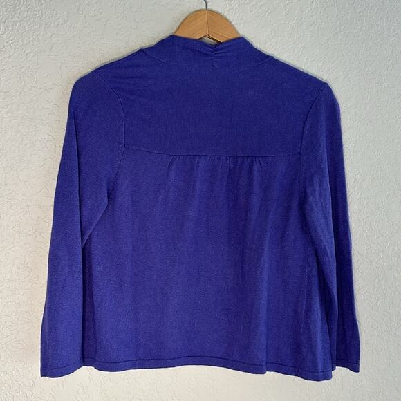 NEW Chico’s Silk Angora Rabbit Purple Cardigan Sweater Open Twee School Office - Picture 4 of 6
